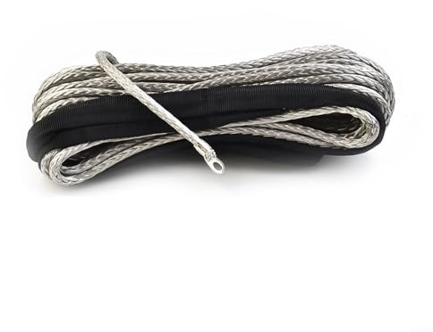 ComfyHarbor Cavo sintetico per verricello, 5 mm x 15 m, cavo di traino grigio con guaina per ATV, UTV, SUV, camion, recupero fuoristrada, non si attorciglia, ruggine, galleggiante