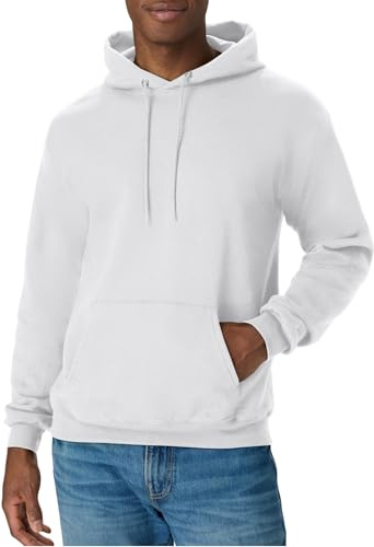 Hanes EcoSmart Hoodie, Midweight Fleece, Pullover Hooded Sweatshirt for Men Sweat à Capuche, Blanc, XXL Homme