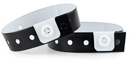 iboo - 100 Braccialetti in Plastica Vinile Nero per Eventi e Festival - Ideale per la Sicurezza - 25 x 1,6 cm