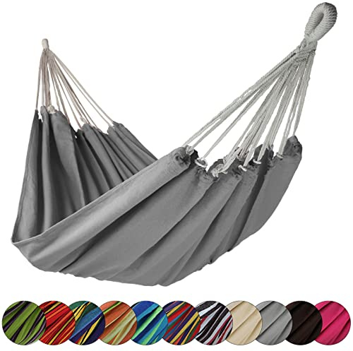 BB Sport Hängematte XL 220 x 170 cm max. Belastbarkeit 250 kg Tragetasche 1-2 Personen Camping Garten Balkon Terasse Wetterfest, Farbe:Karst