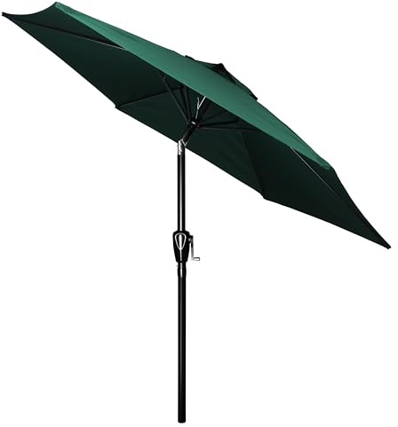 Simple Deluxe 2.28M Patio Umbrella Outdoor Table Market Yard Umbrella with Push Button Tilt, Green