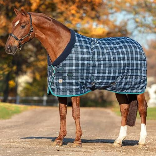 Horseware Rhino Original Stalldecke, 450 g, vari-lagig, marineblau, kariert, 180 cm, Blau