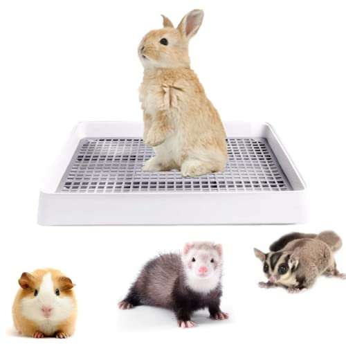 bangminda Große Kaninchenklo zum Trainieren 38,3 x 30,9 cm Töpfchen-Ecktoilette Kaninchenkäfig Kaninchen Toilette Meerschweinchenstreu Klo Hasentoilette für Hamster Frettchen Galesaur Hase Kleintier