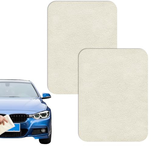 2Pcs Chamois Leather,Chamois Leathers for Cars,Soft Shammy Leather Cloth for Car,Chamois Leather Cloth for Rapid Drying,Shami Leather Cloth for Car Window Mirrors Glass Washing Drying - 11.7x15.6in