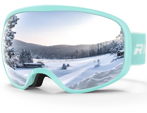 RIOROO Lunettes de Ski Masques Snowboard qualité supérieure pour Enfant 3 à 14 Ans pour Garçons et Filles100% OTG Protection UV Anti-Buée Coupe-Vent Ski Masques Snowboard-double lentille