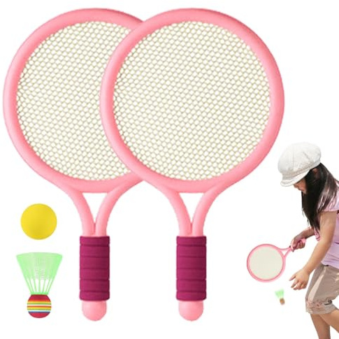 Badmintonspel för barn, badmintonracket för barn - halkfritt handtag sport badmintonutrustning för barn | med ratt och tennisboll, två spelare, sportleksaker för