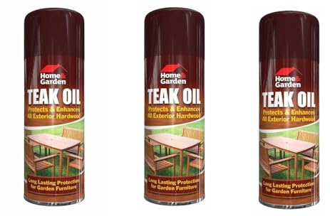 DIOXSTAR Teak Oil Spray Paint, Gloss Finish, Non-Cracking, Fast Drying, Long-Lasting Performance, Easy To Apply, Portable And Lightweight, Ideal Use For Home And Garden, 400 ML (Pack of 3)