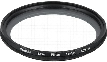 sourcing map 62mm Variable Star Filter, Starburst Lens Filter 4-8 Points Sparkle Effect Camera Lens Filters for Night Scenery Glassworks,1Pcs