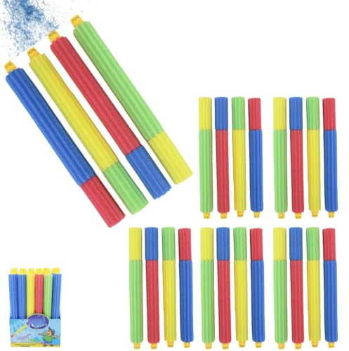 AMATOYS 24 Pistolas - Pistola De Agua De Espuma para Niños - Lanzador Divertido Y Seguro - Juguete De Verano para Playa, Piscina Y Jardín - Fácil De Usar - Colores Surtidos - 48 x 5 cm
