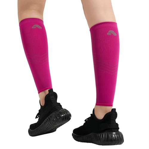 aepra polpacciera compressione – uomo donna – gambale compressione, calze compressione, sleeve compressione corsa, ciclismo, palestra – 1 paio (M, Passionate Pink)