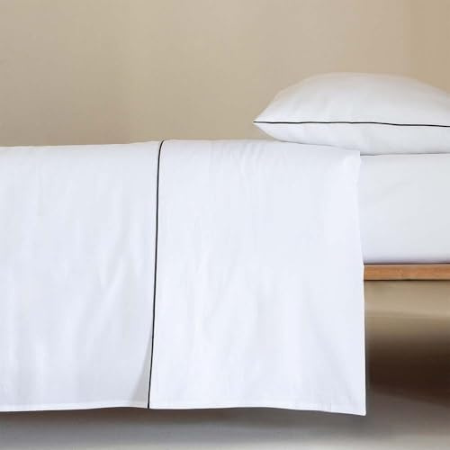 COTTON ARTean Set di lenzuola 160 x 190/200 raso 300 fili filo bianco | 4 pezzi: piano di lavoro, lenzuolo regolabile, 2 federe per cuscino | letto 160 cm | 100% cotone egiziano mercerizzato
