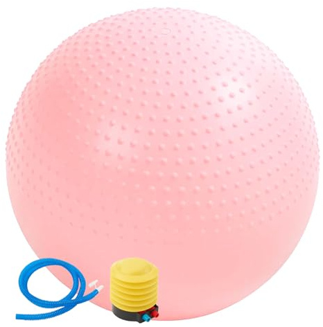 JF HOME BLISS Extra Thick Anti-Burst Birthing & Yoga Ball - 65cm Pregnancy Exercise Ball for Labour, Pilates, Stability Workout with Quick Pump (Pink)