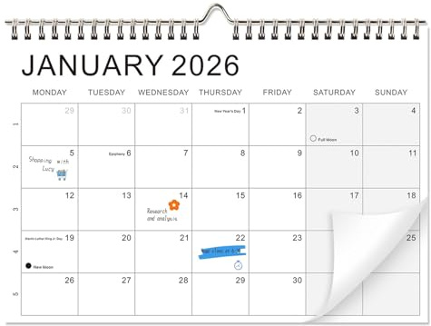 InfiniZer Calendario da parete 2026-2027, 18 mesi (da gennaio 2026 a giugno 2027), planner mensile e organizer per casa, ufficio, pianificazione familiare
