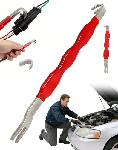 Automotive Electrical Terminal Connector Separator Tool, Remover Dual Head Design, Electrical Wire Connector Remover, Connectors Removal Pliers, Easy Disassembly with Rubber Carbon Steel for Vehicles