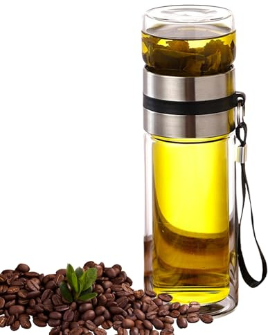 Bouteille d' à thé à double paroi - | Bouteilles d'eau en borosilicate avec filtre et couvercle, verre de voyage, boisson à feuilles en vrac | chaude/froide