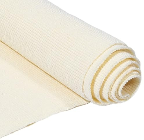 PH PandaHall Tela acanalada de punto acanalado, 120 x 50 cm, tela elástica acanalada para puños, cuello, abrigos, chaquetas, sudaderas con capucha, ropa, bandas para el cuello, beige