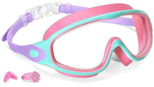 Tazuxetuqe Lunettes De Natation Pour Enfants, Masque Anti-Buée Avec Large Champ De Vision Pour Garçons Et Filles, Lunettes Étanches En Silicone Doux Avec Protection UV Po