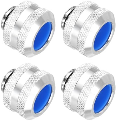 QUARKZMAN 4Pc Raccordi A Compressione Per Tubi Rigidi (G1/4 A 10 ID 14mm OD, Argento) - Raccordi A Compressione Per Serraggio Rapido Per Tubi Flessibili/Sistemi Di Raffreddamento
