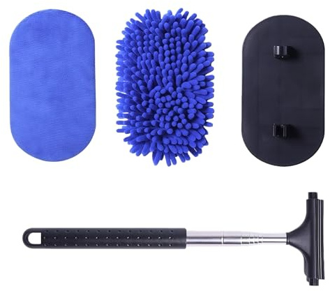 TatTech Nettoyeur de vitre de Voiture 3 en 1, Pivotant à 180 ° | Nettoyeur d'intérieur extensible Avec housses en microfibre pour désembuer, retirer et essuyer