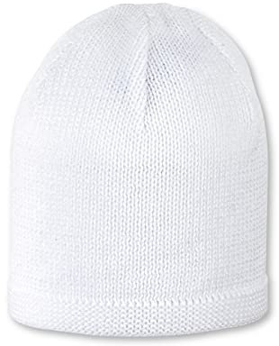 Sterntaler OCS Strickmütze - Klassische Babymütze aus Baumwollgarn (Bio) - Unisex Übergangsmütze ab Geburt - Basic Kopfbedeckung - Beanie Mütze einfarbig - weiß, Größe 41