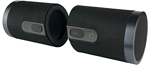 Fontastic „Pisa“ 2-in-1 Bluetooth Lautsprecher-Boxen, Mobile Musik-Box mit Mikrofon, IPX6 Portable Speaker bis zu 13h kabellos Musik hören, Tragbare Sound-Box Schwarz