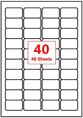 PACK4YA 40 etichette per foglio A4, 45,7 x 25,4 mm, autoadesive stampabili, per indirizzi e spedizioni, compatibili con stampanti a getto d'inchiostro e laser (40 fogli)