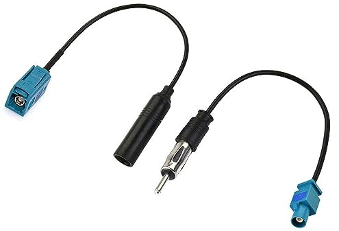 Mtsooning 2PCS Car Radio Antenna Adapter Universal Vehicle FM AM Radio Fakra Z Male Female to DIN Plug Connector Cable Replacement for Car Stereo Audio HD Head Unit CD Media Player Receiver
