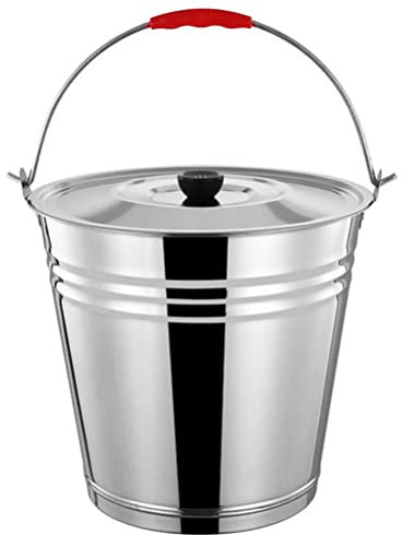 Ascheeimer for Holzpellets, Edelstahl, Wassereimer, Kamin, Metalleimer mit Deckel, Holzkohleeimer, Aschedose, Tierhütteneimer, Grill, Ölauffangeimer for Feuerstellen, Aschenbecher im Freien/487