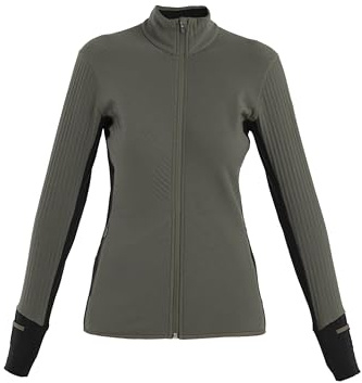 icebreaker Women’s RealFleece Merino Descender Long Sleeve Zip Jacket - Loden/Black/CB - Large