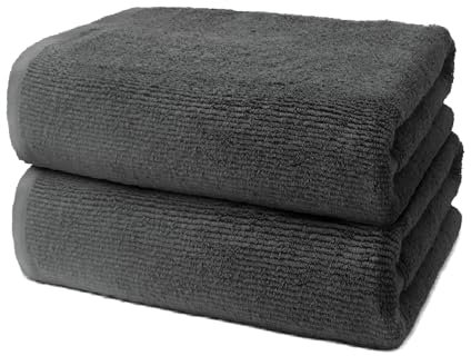 2 er Set Saunatücher 80x200 cm | Handtücher XXL Groß | Frottee Weich & Flauschig | 100% Baumwolle | Badehandtuch Saunahandtuch Saunatuch für Hammam | 500 g/m² | Oeko-Tex | Ôhm | Grau