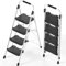 KINGRACK 4 Step Ladder, Sturdy Step Stool with Handrail, Anti-Slip Wide Pedals, Pass 900LBS Testing Foldable Step Stool for Home, Garage, Garden