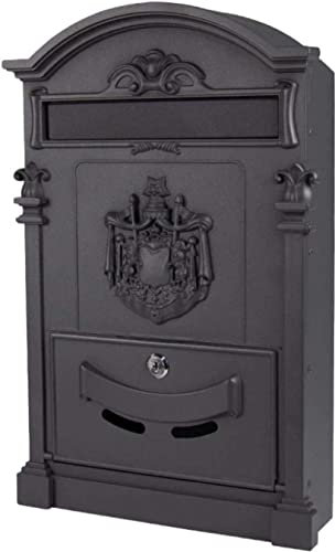 Buzón de Pared Correo,Buzón clásico montado en la pared Buzón resistente a la intemperie Buzón para exteriores Buzón para paquetes Casas Puerta principal Oficina Caja fuerte Buzón seguro - Marrón