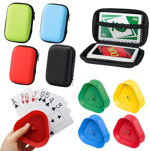 Porta Carte A Mani Libere, Porta Carte Da Gioco Custodia Set Di Dischi Rigidi Porta Carte Da Gioco Per Bambini In 4 Colori Diversi Reggi Carte In Plastica Per Bambini Adulti Anziani