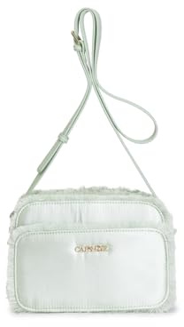 CAFèNOIR - Camera Bag In Satin Con Sfrangiature, Manici Tubolari E Tracolla Removibile, Da Donna, Colore Menta, Taglia Unica