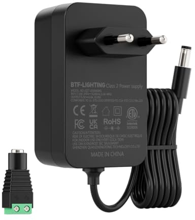 BTF-LIGHTING Strömadapter 5V 6A 30W Certifierad CE LED-transformator AC 100-240V till DC 5V för LED-remsa WS2812B SK6812, WiFi-router, USB-hub, TV-box