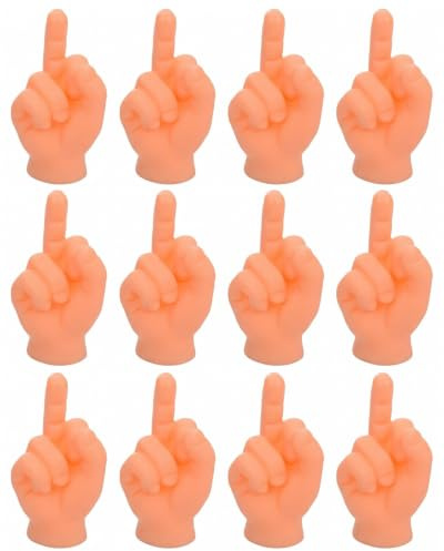 KACZUS Lot de 12 Mini Mains Doigt d’Honneur – Tiny Hands Marionnettes de Doigt en Caoutchouc, Gadget Humour Adulte, Accessoire Drôle pour Anniversaire EVG Soirée Décoration