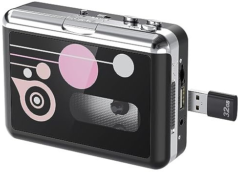 Rybozen Cassette Player, Portable USB Cassette to MP3 Converter, Walkman Audio Music Tape to Digital Converter Player with Earphones, Save into USB Drive No PC Required