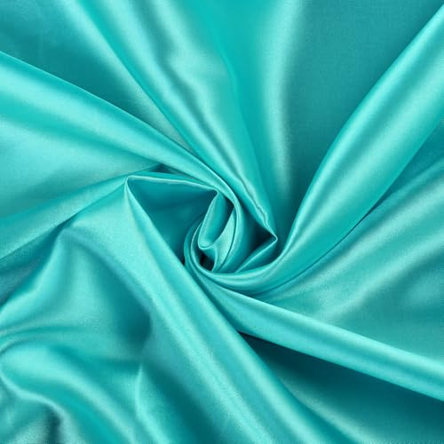 VDS Teal Satin Fabric, 5 Yards Continuous, 45” Wide, Wedding Party Decoration Charmeuse Silky Sateen Bridal Dress DIY Crafts Fashion Scarf Costumes Lining Sewing Backdrop Arch Cloth