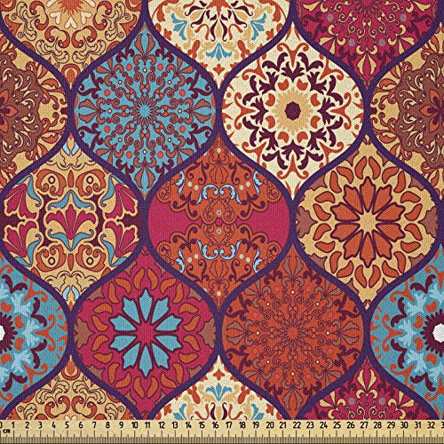 ABAKUHAUS marokkanisch Stoff als Meterware, Oriental Wellig Natur, Microfaser Multi Zweck Dekostoff für Kunsthandwerke, 3M (230x300cm), Himbeere Dunkler Pfirsich