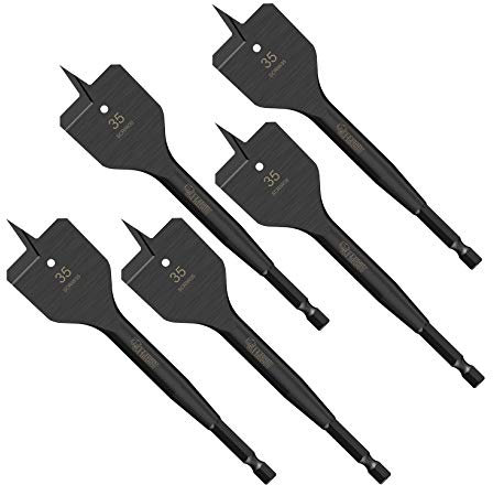 5 x SabreCut SCRIW35_5 35mm x 152mm Impact Rated Flat Wood Spade Bits for Softwood Hardwood Chipboard