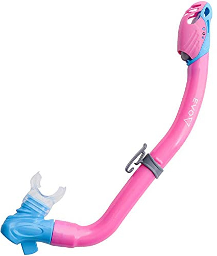 EVO One Dry Snorkel for Kids with Splash Guard and Lower Purge, Comfortable Dry Snorkel for Kids, Swimming Accessory Snorkel for Kids, Children, Snorkel for Kids (Pink/Aqua)