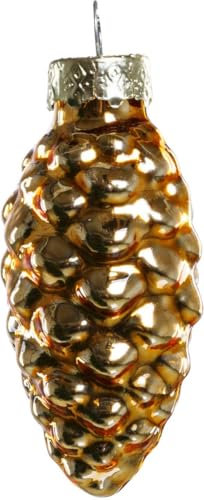 TrendLine Glas-Tannenzapfen hellgold 12 Stück 6 cm Weihnachtsdekoration Zapfen