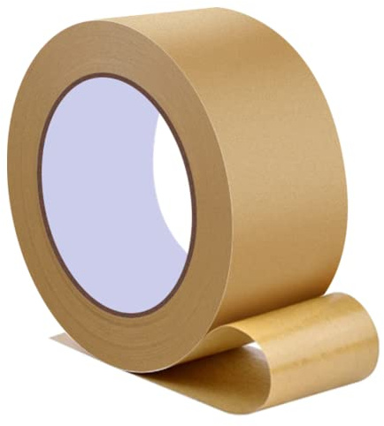 Chyaya Brown Kraft Paper Tape 48mm x 50m, Strong Adhesive Paper Packing Tape for Moving Boxes, Eco-Friendly Sustainable Parcel Tape, Picture Framing Tape for Crafts & Sealing (1 Rolls)