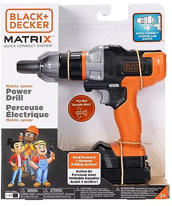 BLACK+DECKER Matrix Jr. Power Drill Kids Tools Play Toy with Forward & Reverse Drilling Action