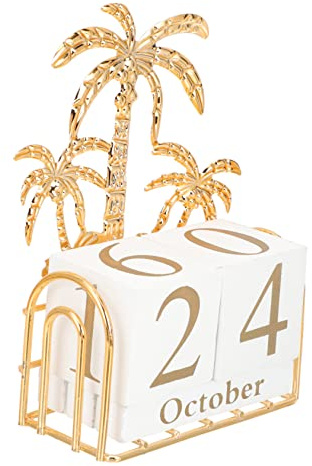 SEWACC Décoration De Calendrier Blocs De Calendrier De Bureau Perpétuel Calendrier à Date Perpétuelle Calendrier Bricolage en Bois Calendrier De Table Décoratif Fer Forgé Métal Unique