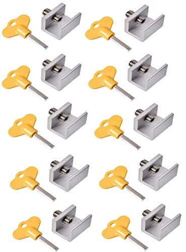 10 Pezzi Serrature Regolabili per Finestre Alluminio Finestra Regolabile Lega Alluminio Limitatore Di Blocco Finestra per Casa Serratura di sicurezza a doppio foro regolabile in alluminio