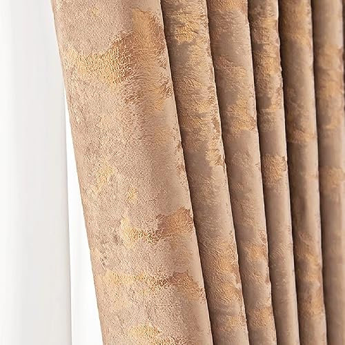 Amidoudou 1 Paar Samtvorhänge für Schlafzimmer, Wohnzimmer, luxuriös, Retro-Goldvorhänge (Gold, 2 Stück, 168 x 213 cm)