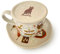 Loressential Taza de café con tapa y plato de cerámica. Tazas originales. Taza grande 450 ml. Café, té, infusiones, sopa. Ideal para desayuno, merienda o cena. Juego de taza, tapa y plato.