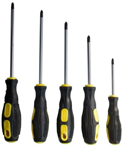 Juego de destornilladores Phillips (5 paquetes en los siguientes tamaños) Destornillador Phillips con puntas magnéticas, mango ergonómico suave de destornillador estándar o de precisión Phillips