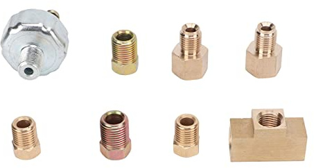 Hydraulic Brake Light Switch Kit, Universal Brake Pressure Switch, ABS and Metal, Includes 2-3/8in Tube Nut, 2-1/4in Tube Nut, 2-3/16-1/4in Adapter